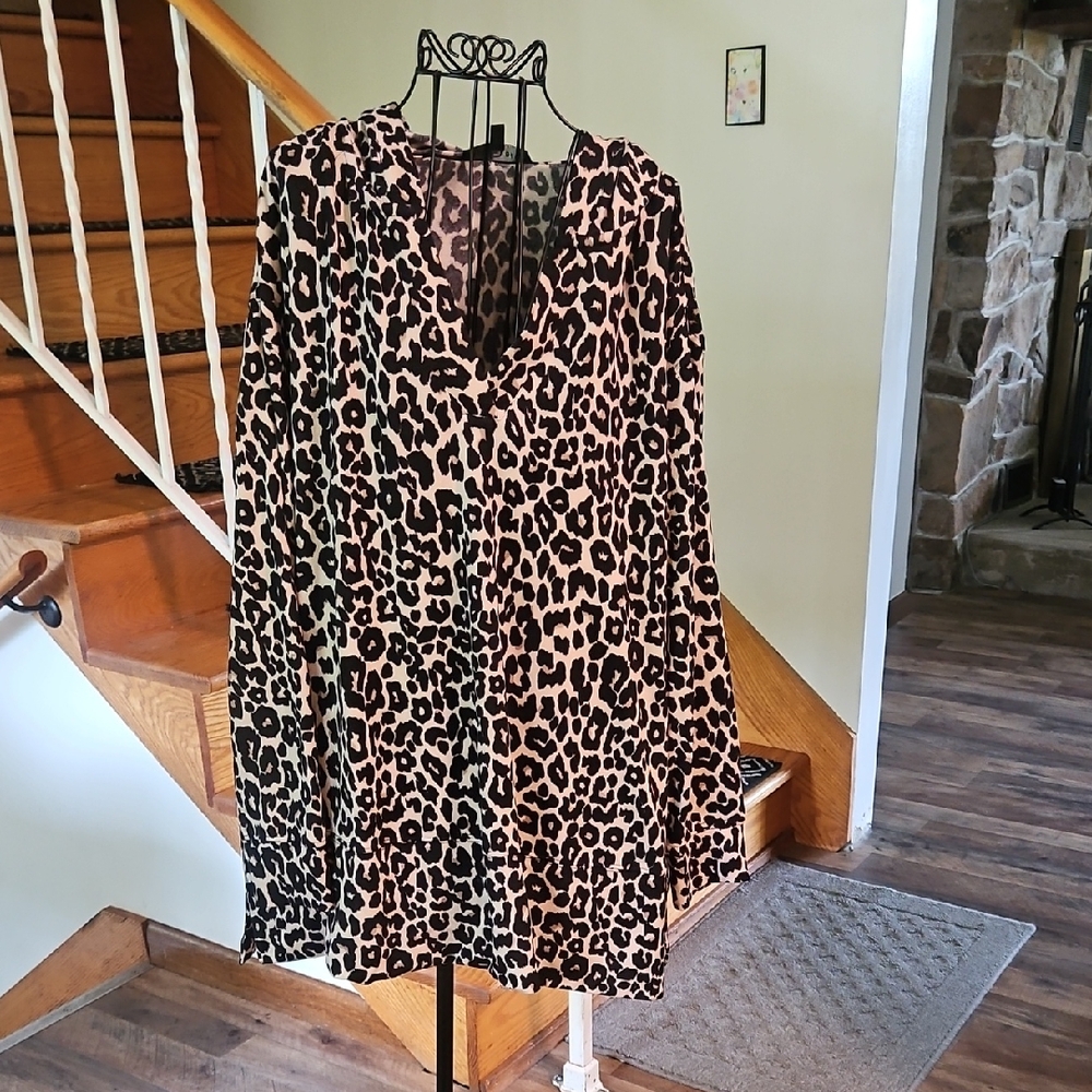 👚Fred David Brown and Black Long Sleeve Relaxed Tunic